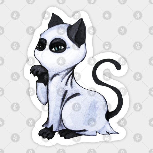 Ghost cat Sticker by Raluca Iov